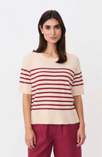 Florayne Beet Red Striped Summer Knit Top