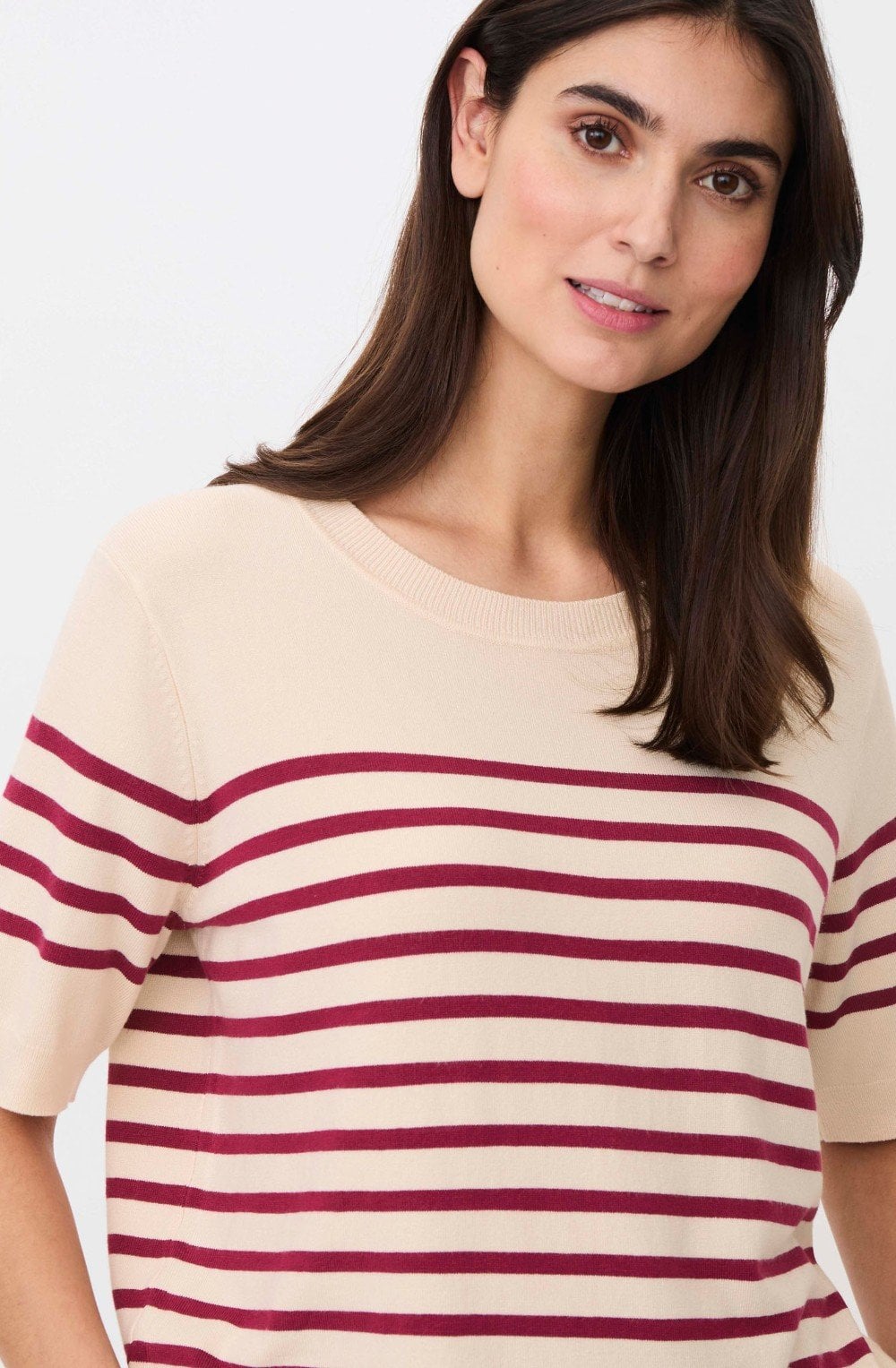 Florayne Beet Red Striped Summer Knit Top