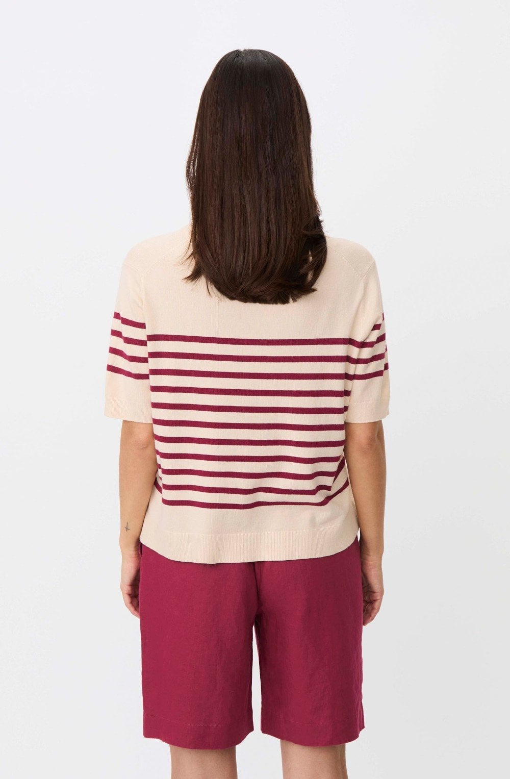 Florayne Beet Red Striped Summer Knit Top
