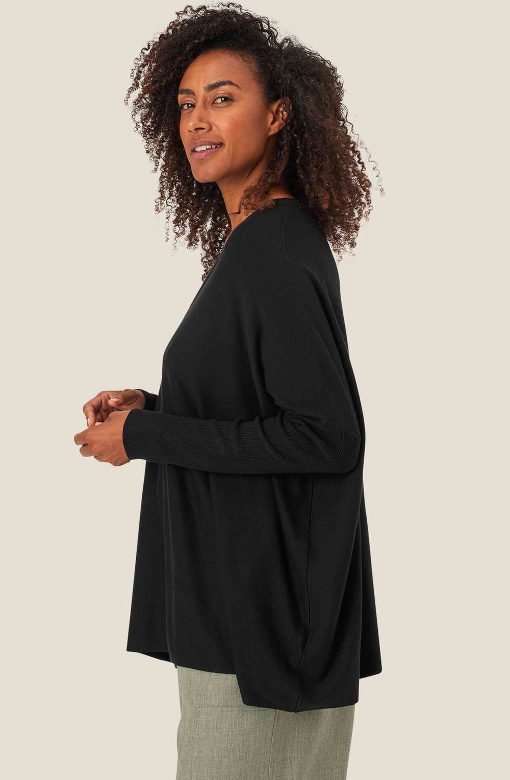 Foxanne Black High Neck Oversized Jumper