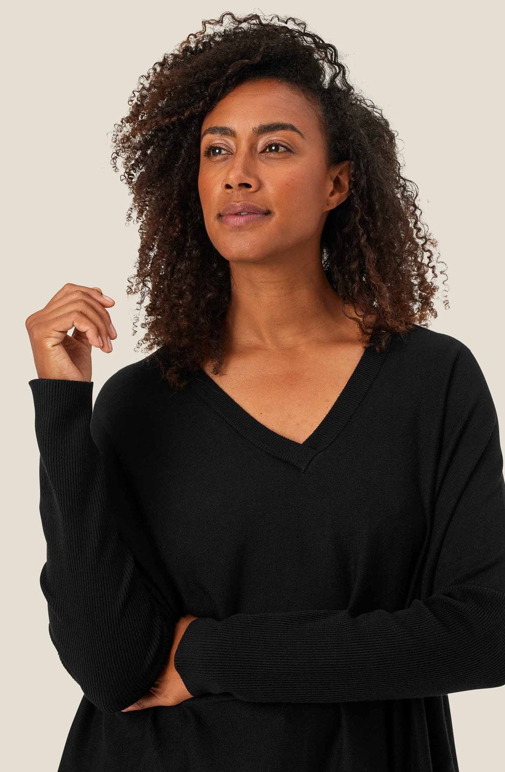 Foxanne Black High Neck Oversized Jumper