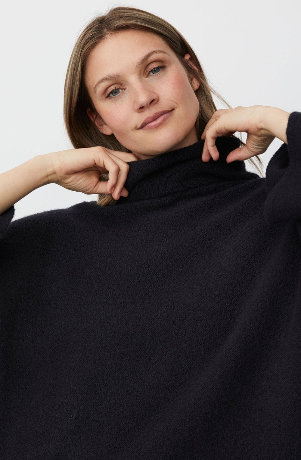 Foxanne Black High Neck Oversized Jumper