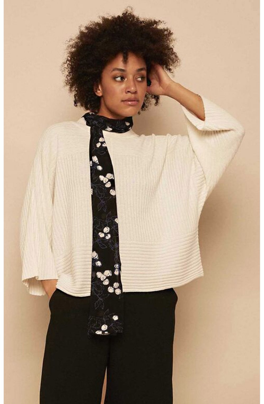 Fran Cream Ribbed Knit Jumper