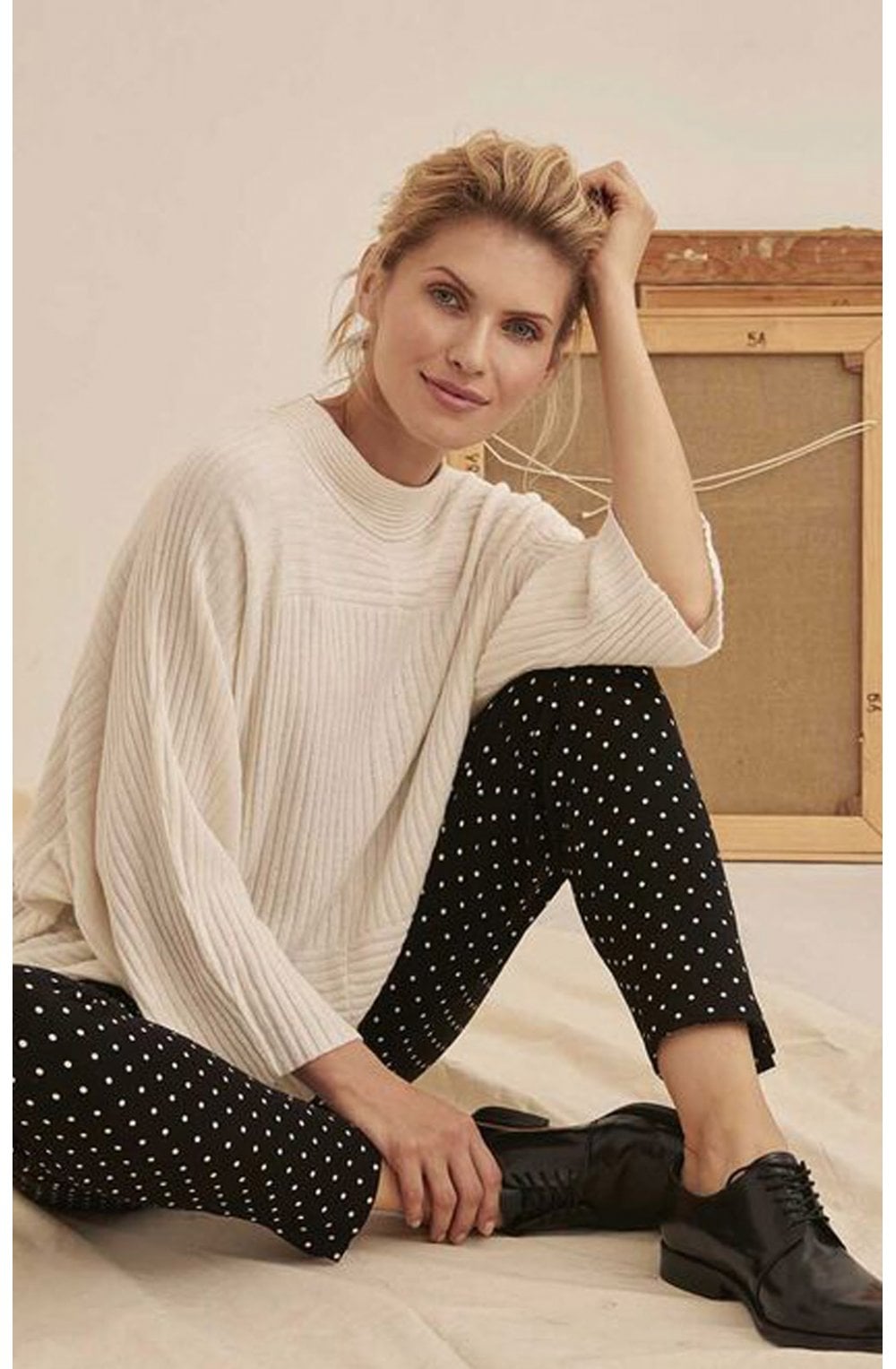 Fran Cream Ribbed Knit Jumper