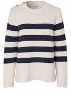 Frellis Whitecap and Navy Chunky Knit Jumper
