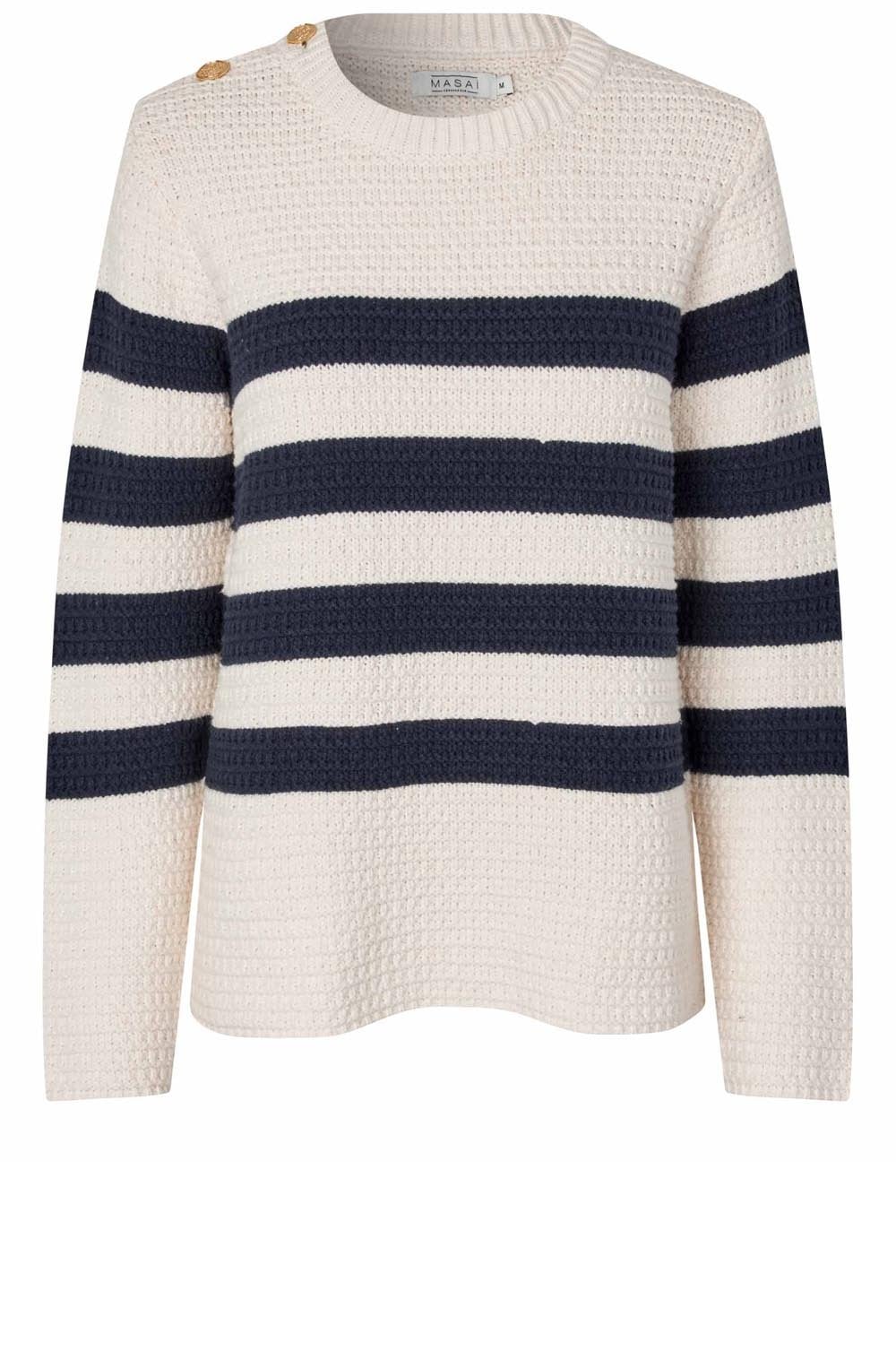 Frellis Whitecap and Navy Chunky Knit Jumper