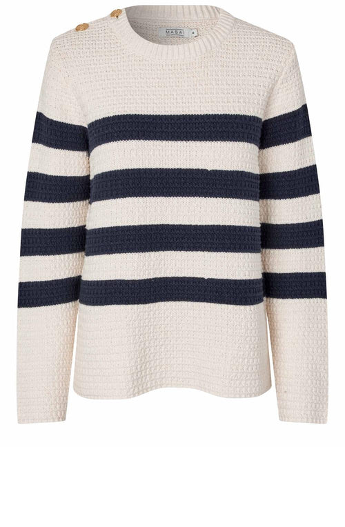 Frellis Whitecap and Navy Chunky Knit Jumper