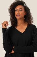 Fronia Black Oversized V Neck Jumper