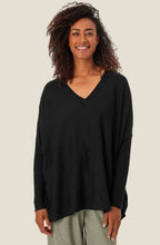 Fronia Black Oversized V Neck Jumper