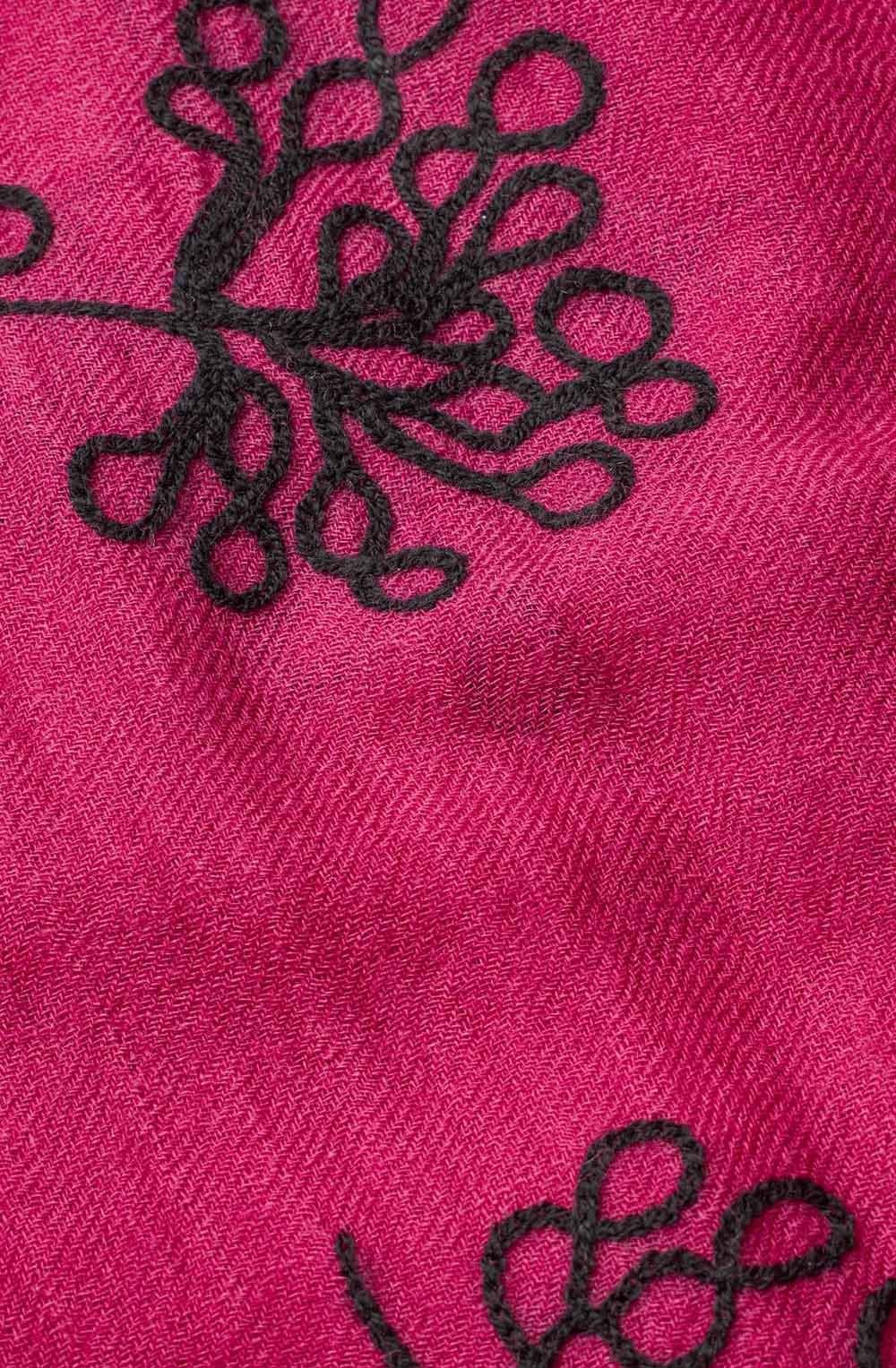 Fuchsia Red Astala Embroidered Scarf