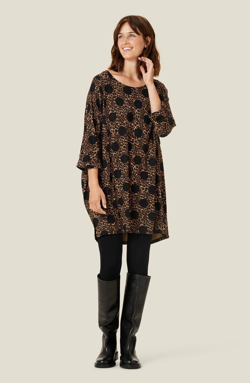 Galeny Monks Robe Leopard Print Tunic