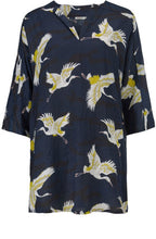 Garnet Navy Crane Print Tunic