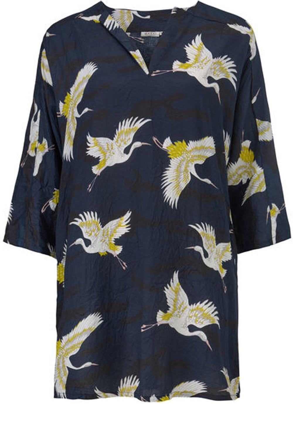 Garnet Navy Crane Print Tunic