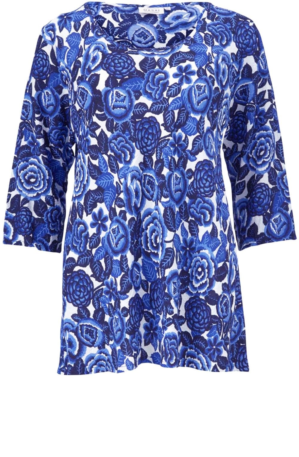 Garnetta Greek Blue Floral Tunic
