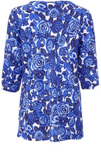 Garnetta Greek Blue Floral Tunic