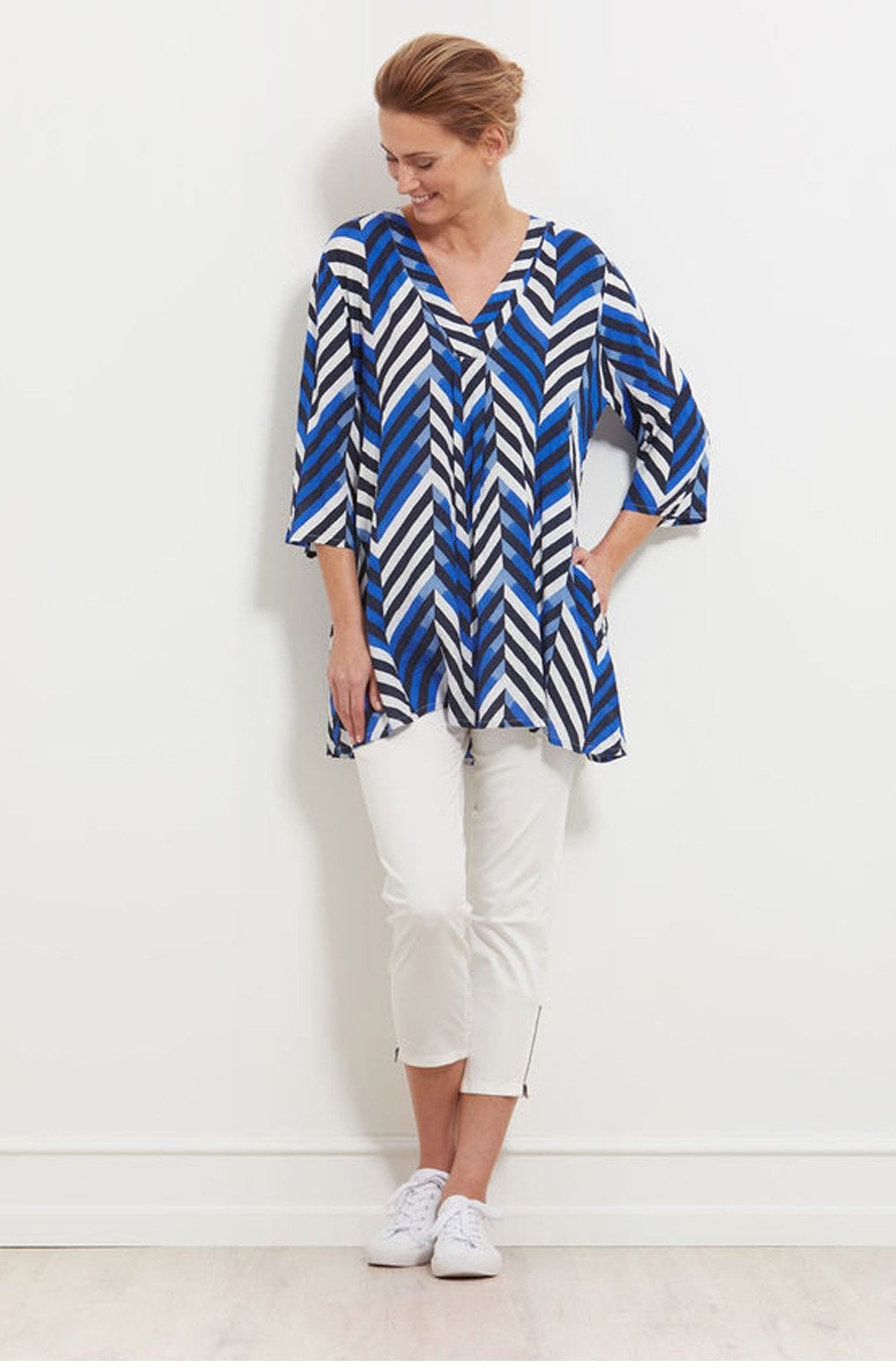 Gelsa Greek Blue Stripe Design Tunic