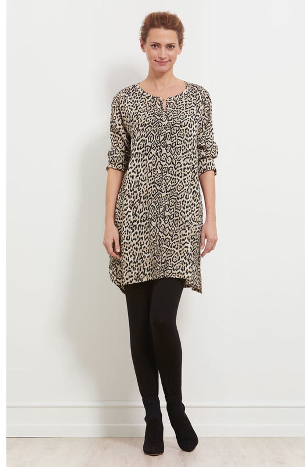 Genetta Sand Org Animal Print Tunic