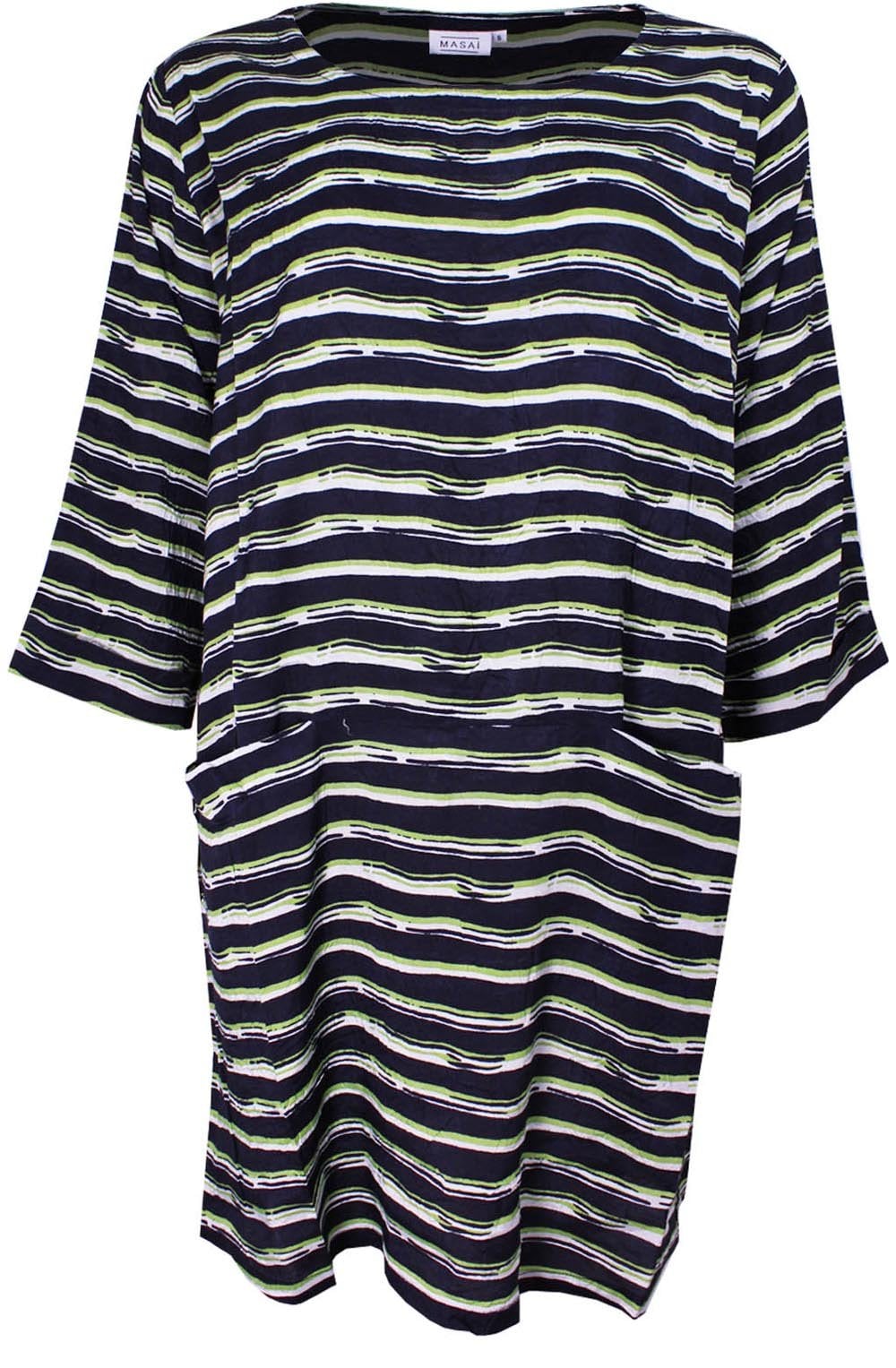 Geneva Navy & Lime Striped Tunic