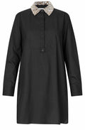 Goldima Embellished Collar Black Tunic