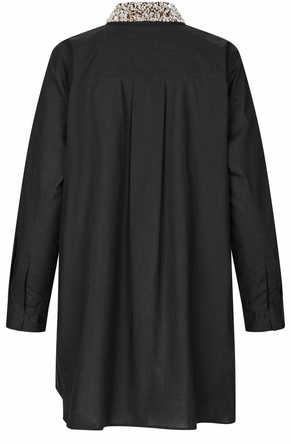 Goldima Embellished Collar Black Tunic