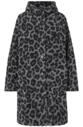 Grey Melange Animal Print Trille Coat