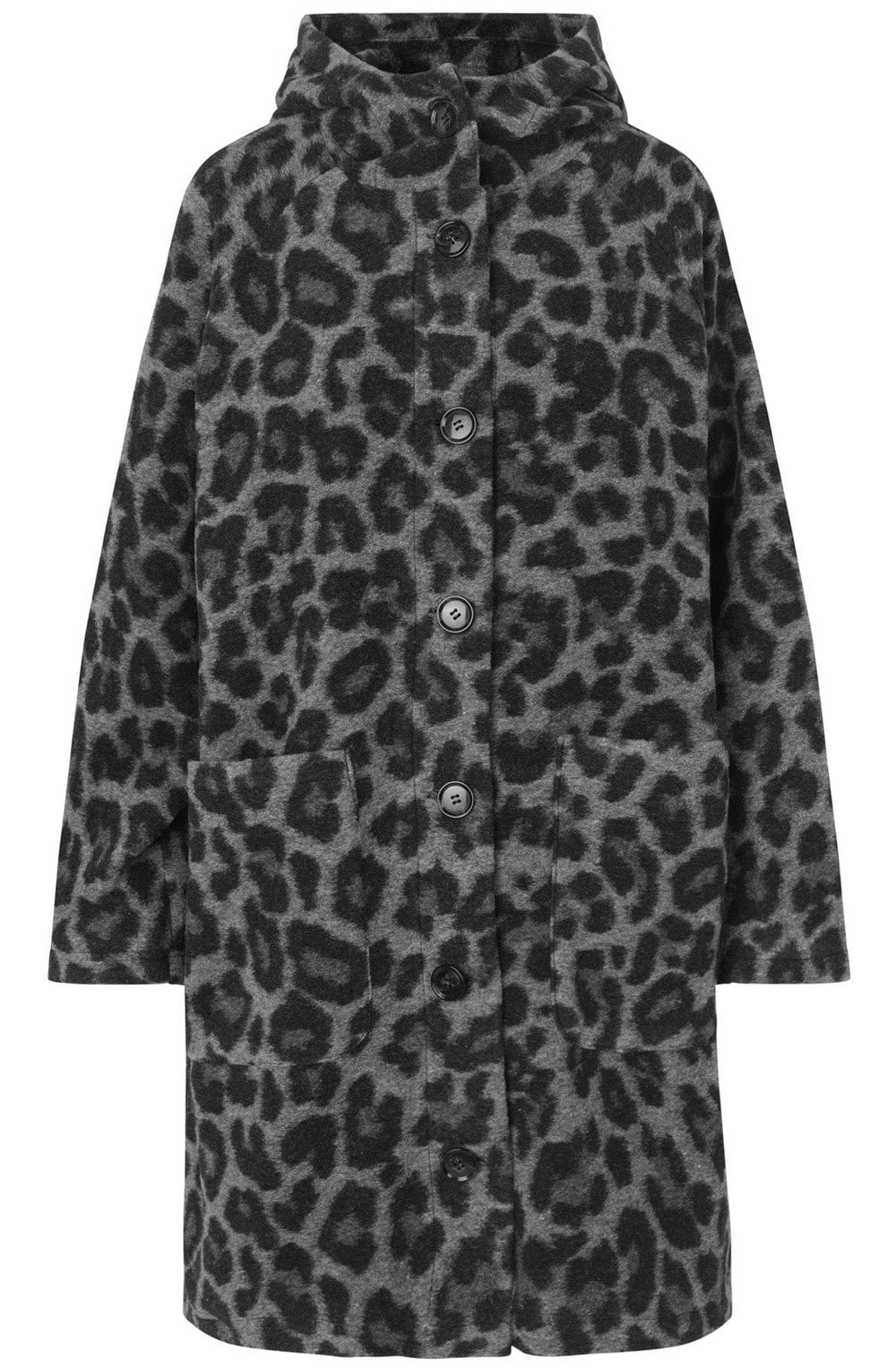 Grey Melange Animal Print Trille Coat