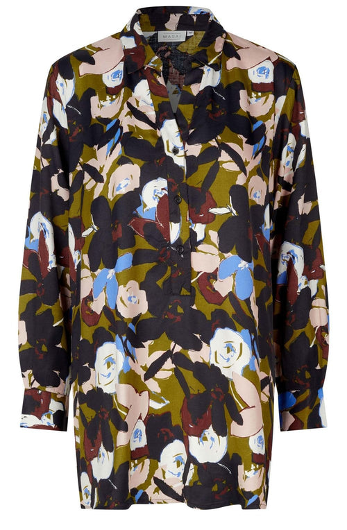 Grolo Oversized Fir Green Shirt Style Tunic