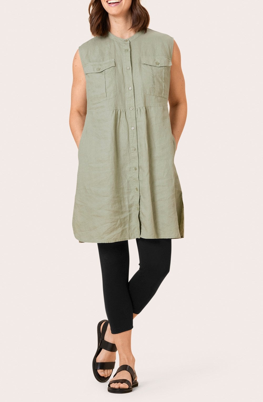 Gyana Desert Sage Sleeveless Tunic