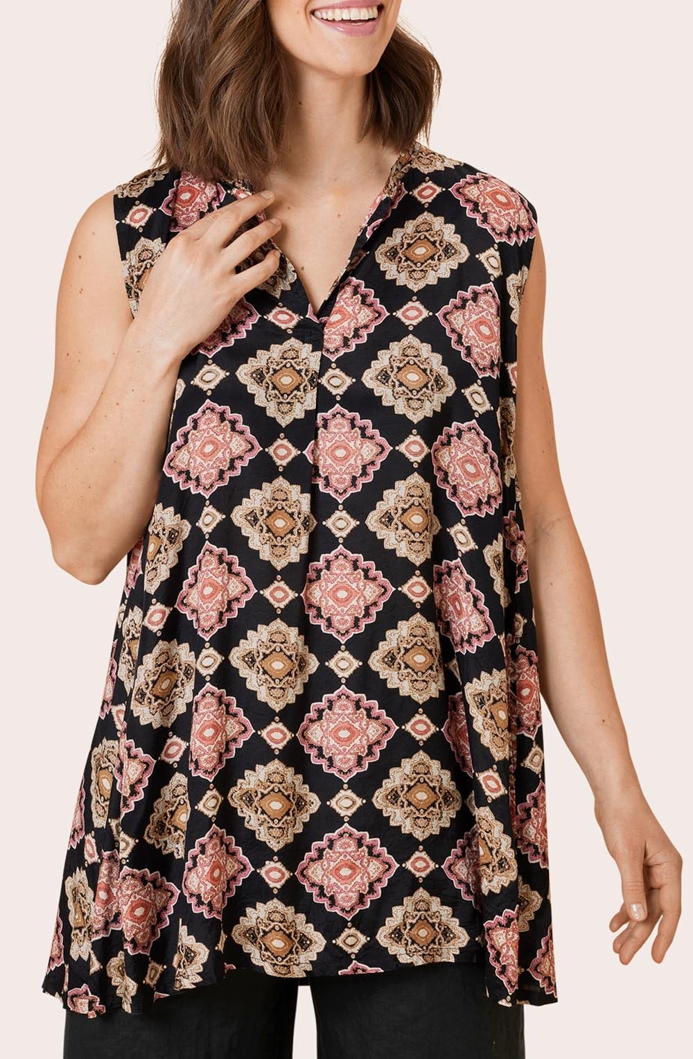 Halia Desert Sage Bold Print Sleeveless Top