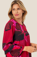 Haute Red Floral Ruffle Sleeve Bimelda Blouse