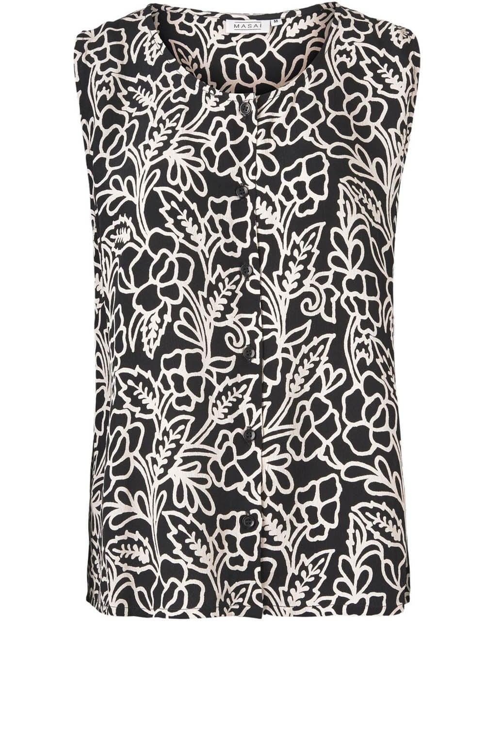Iala Black Floral Print Vest Top