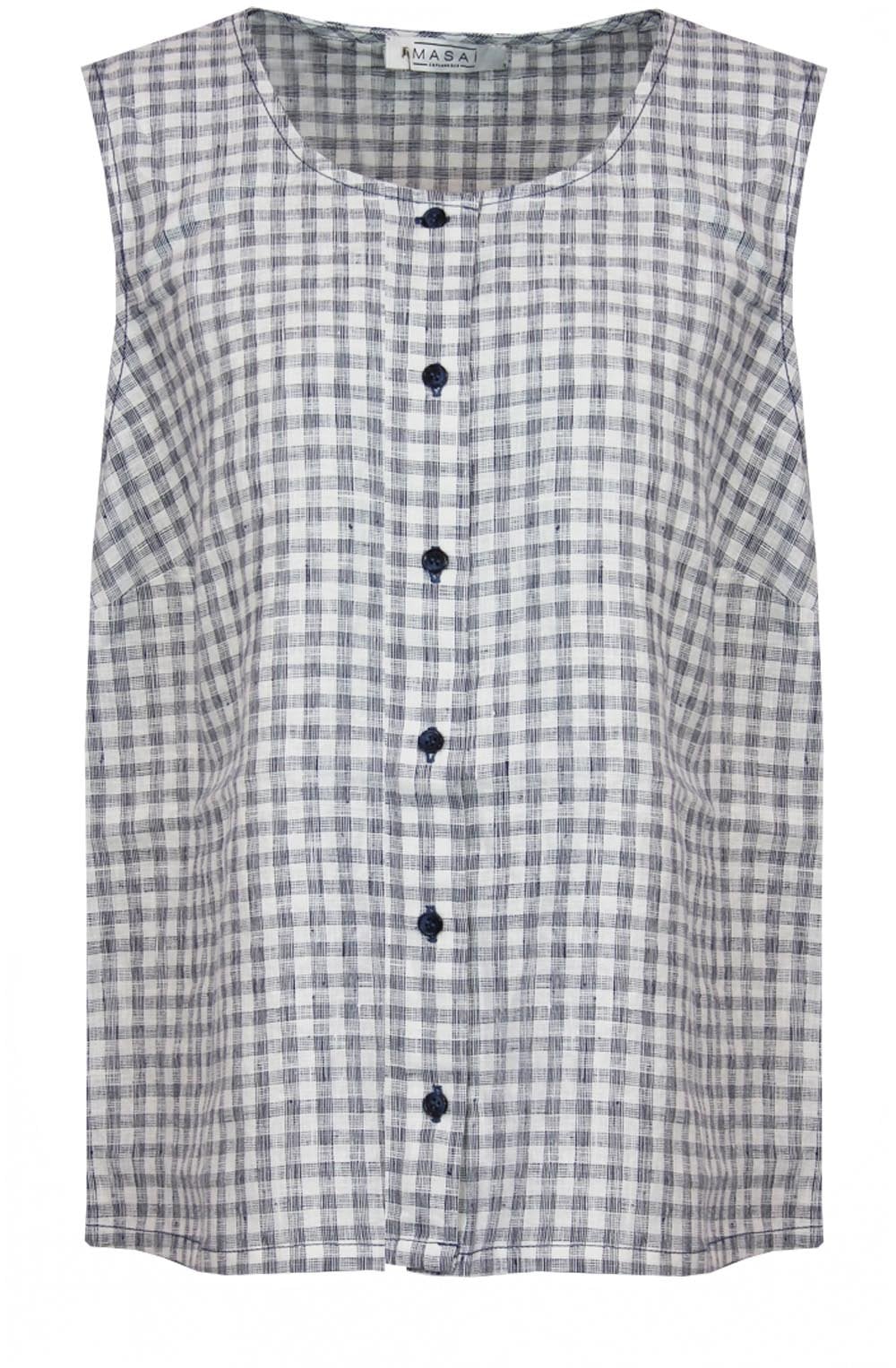 Iala China Blue Gingham Vest Top