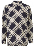 Ibily Navy Patterned Blouse