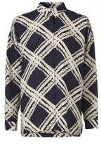 Ibily Navy Patterned Blouse
