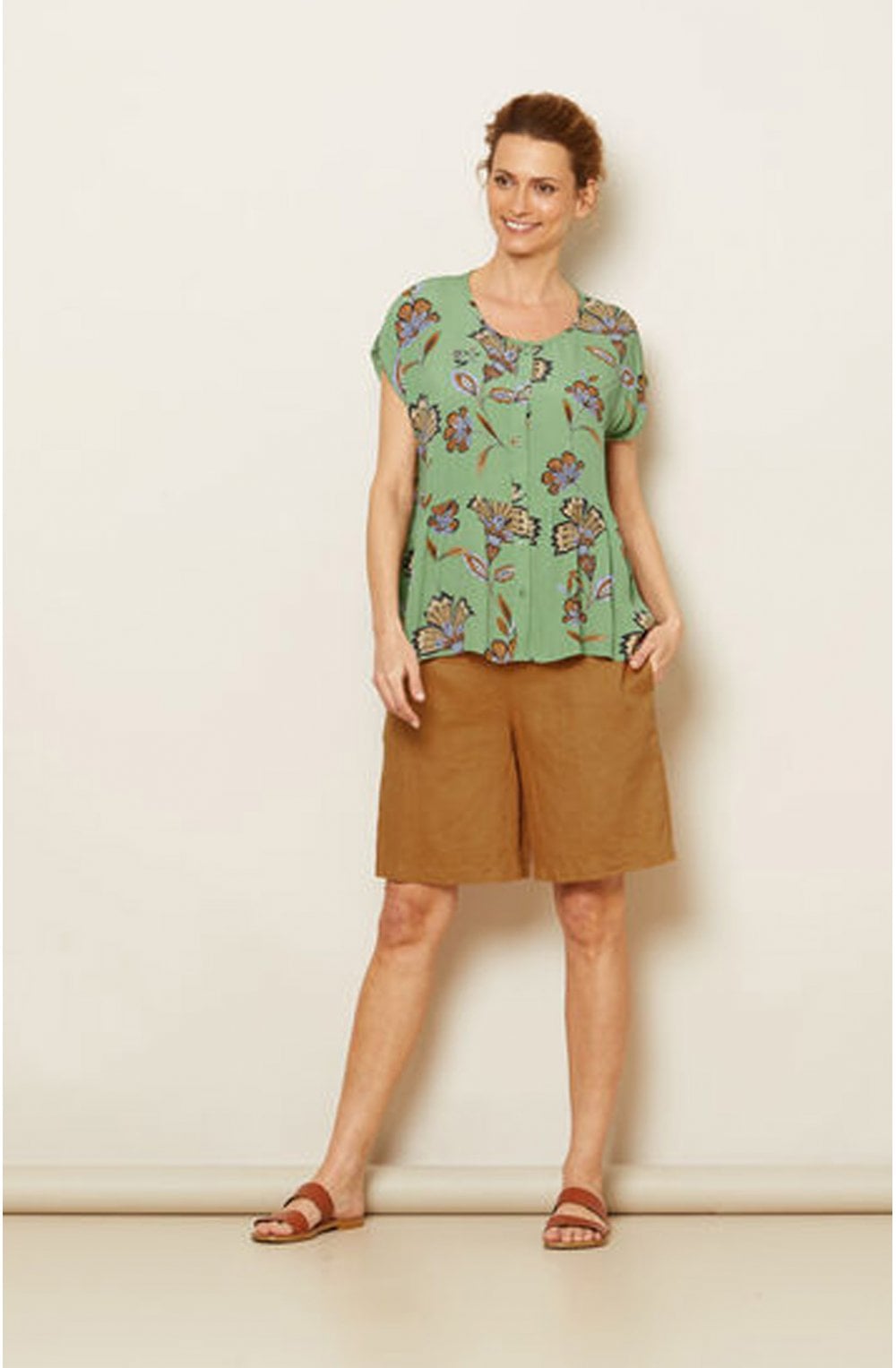 Idali Green Floral Blouse