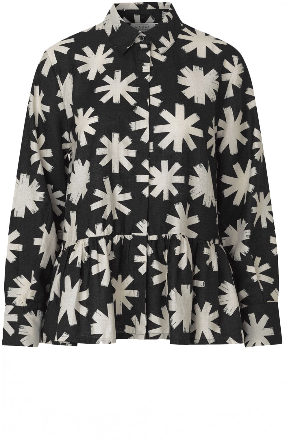 Idana Black and White Peplum Shirt