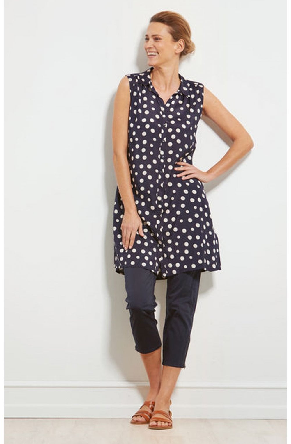 Idana Navy Spot Print dress