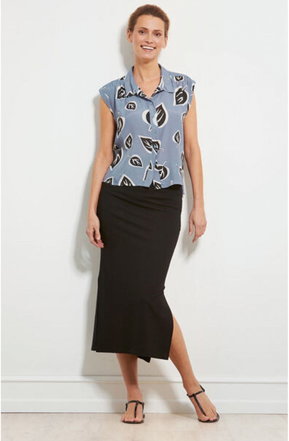 Idina Bold Leaf Print Blouse
