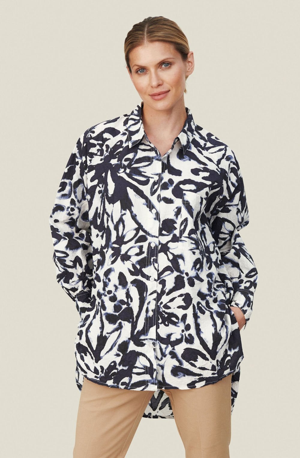 Idinea Navy Floral Oversize Shirt