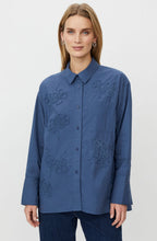 Iloria Ensign Blue Embroidered Oversized Shirt