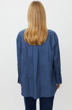 Iloria Ensign Blue Embroidered Oversized Shirt