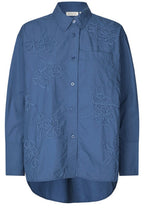 Iloria Ensign Blue Embroidered Oversized Shirt