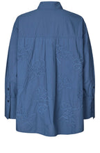 Iloria Ensign Blue Embroidered Oversized Shirt