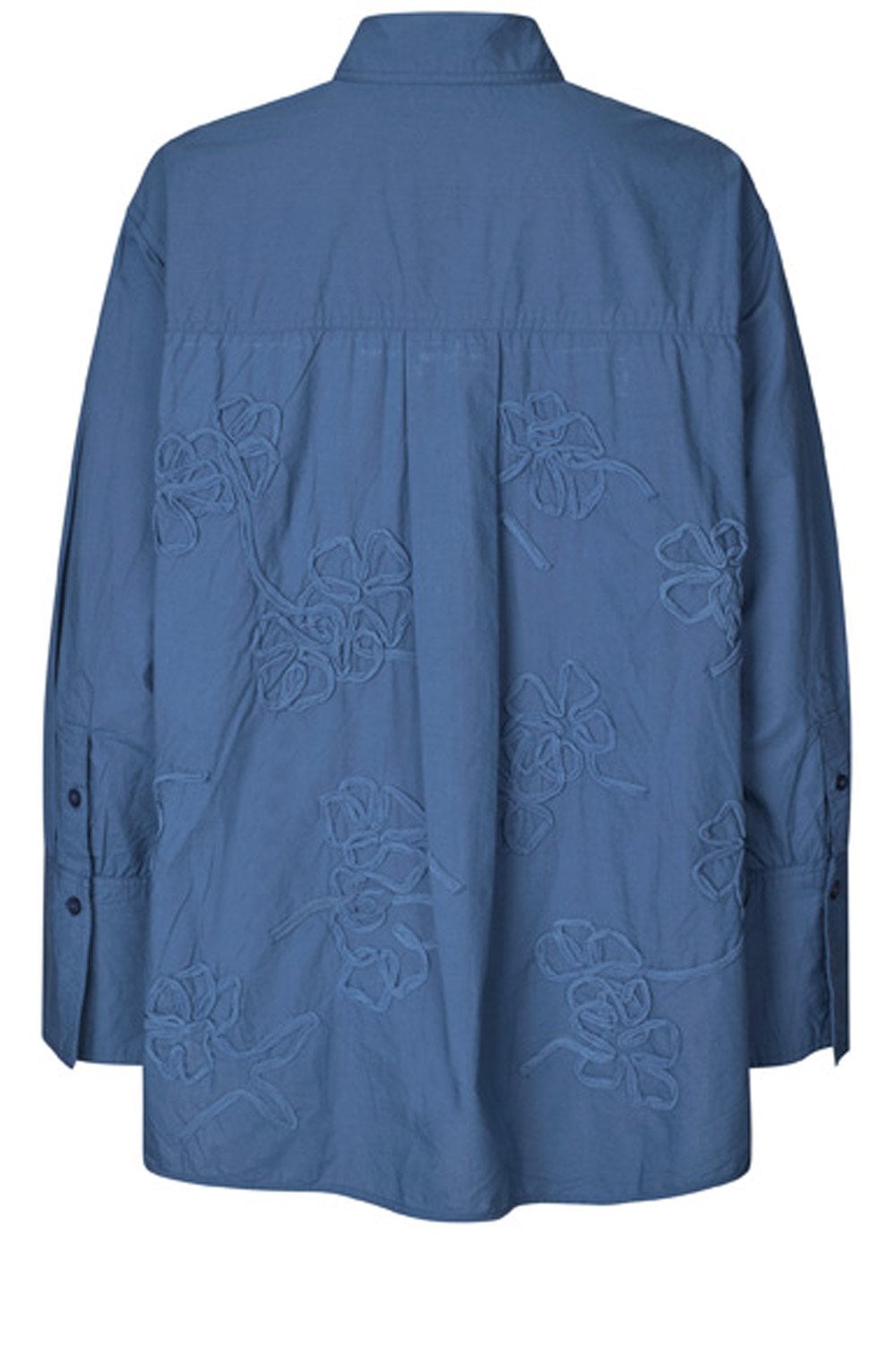 Iloria Ensign Blue Embroidered Oversized Shirt