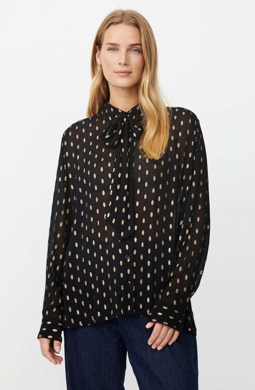 Inoria Black and Gold Semi Sheer Shirt