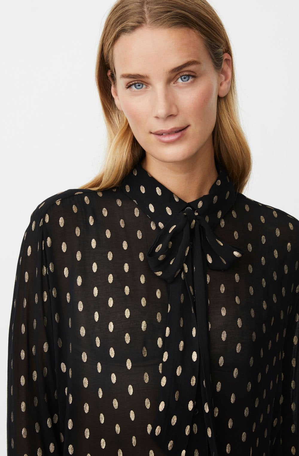 Inoria Black and Gold Semi Sheer Shirt