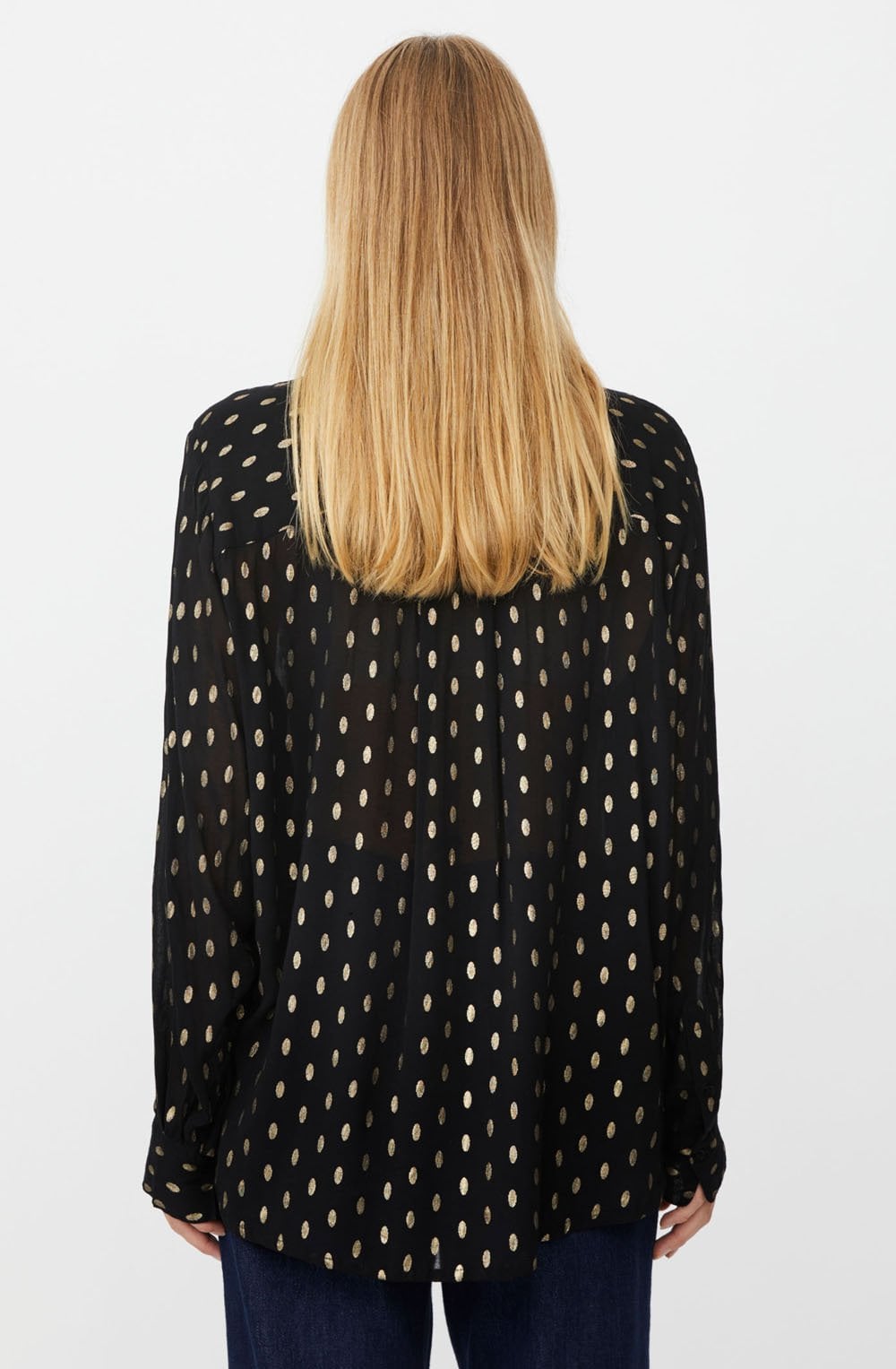 Inoria Black and Gold Semi Sheer Shirt