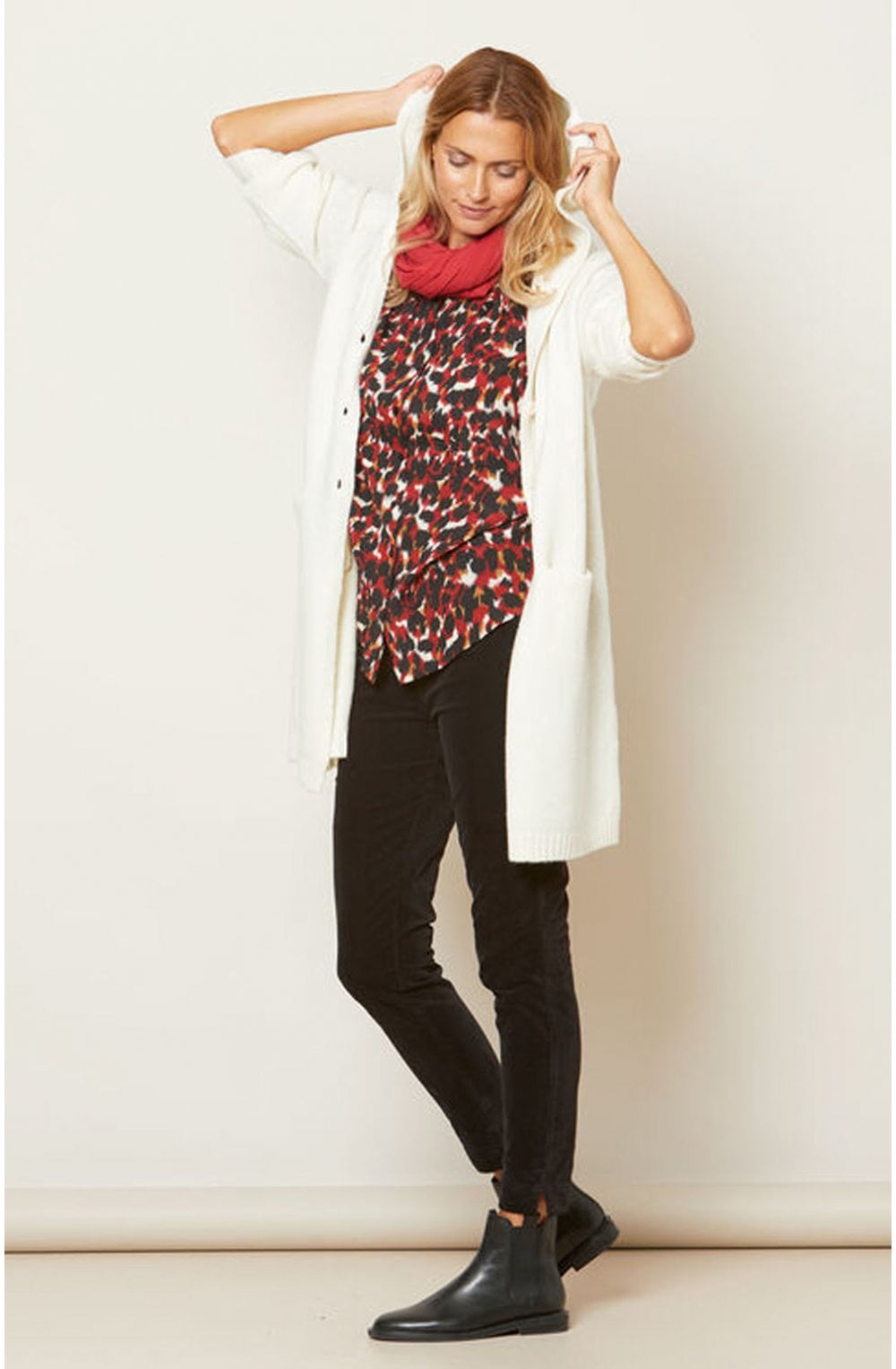 Iria Red Animal Print Blouse