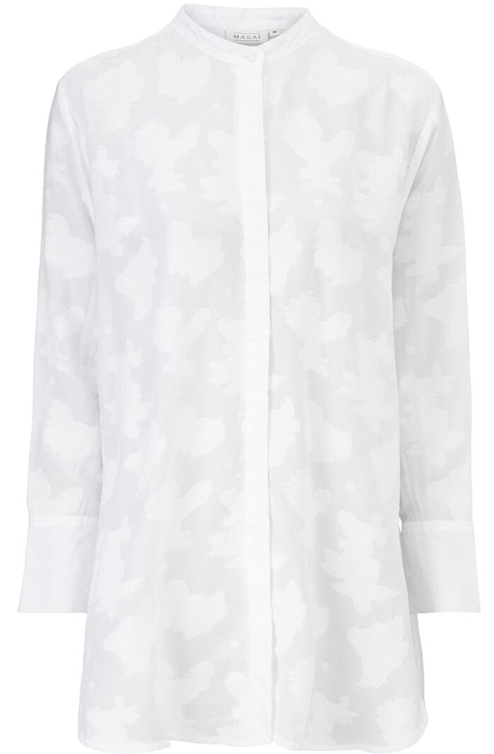 Iris White Sheer Embossed Pattern Shirt