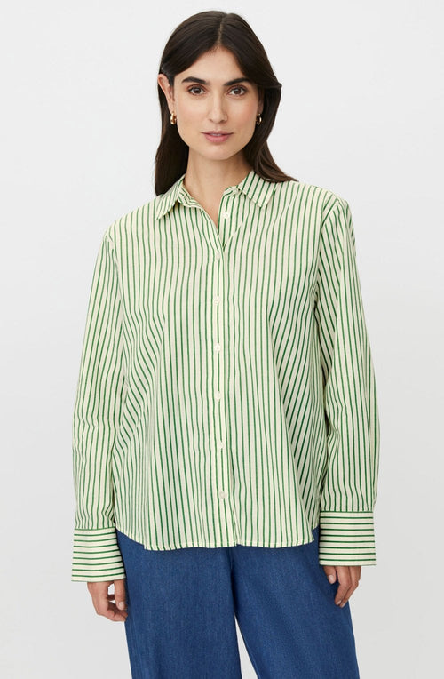 Iryelle Green & Off White Striped Shirt